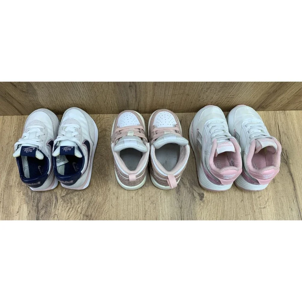Sneaker Lot Sz 6C Nike Jordan 1 Washed Pink FN7537-161 + Waffle Trainer + Reebok